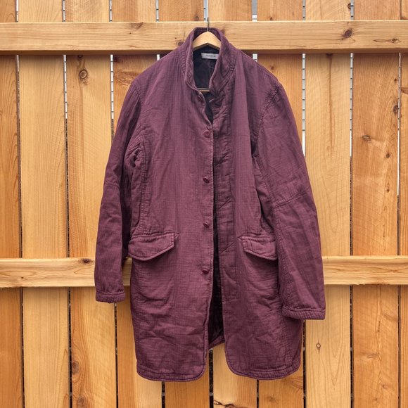 Chore Herringbone 100% Cotton Raspberry Long "Tourist Jacket" Size 4 M/L puffer - Picture 1 of 13